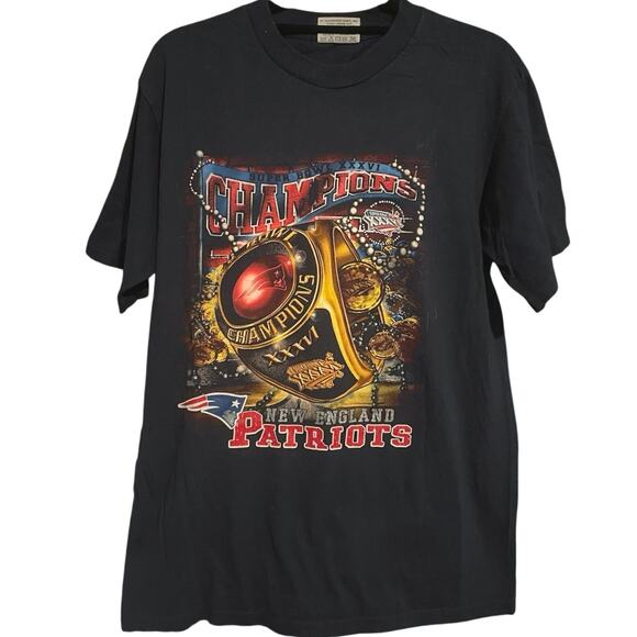 Vintage Y2K New England Patriots 2002 Super Bowl Champs Ring Shirt Adult Medium